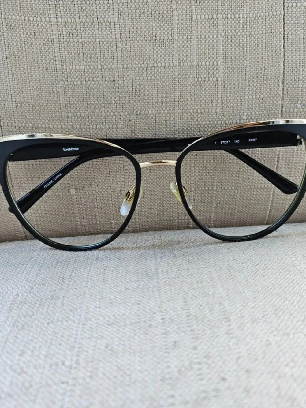 Bebe Women Eyeglasses Frame Black Tone Gold Tone Edge Glasses Eyewear BB7235